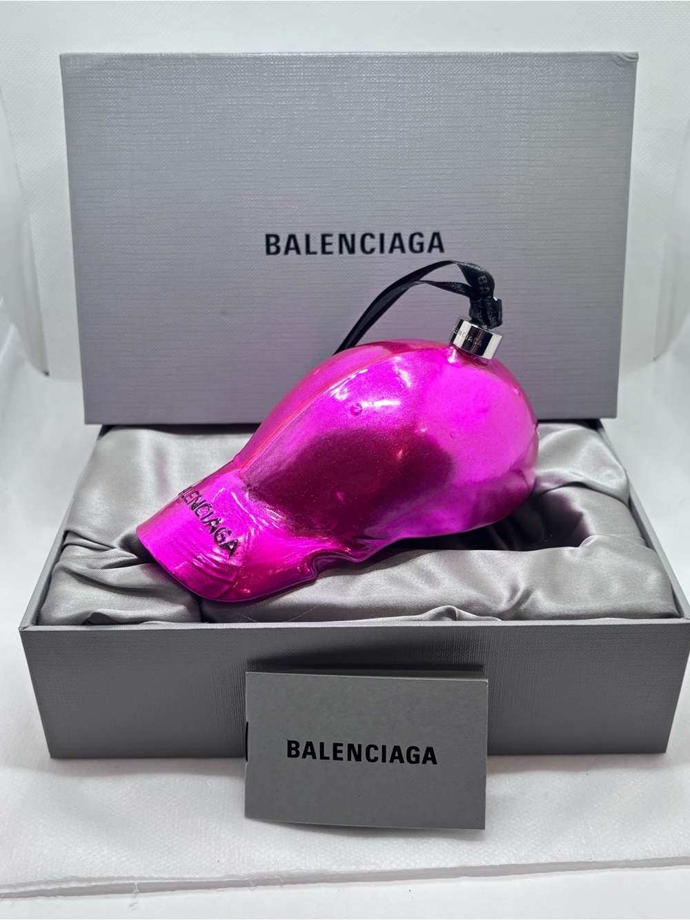 Balenciaga Metallic Pink Hat Glass Ornament